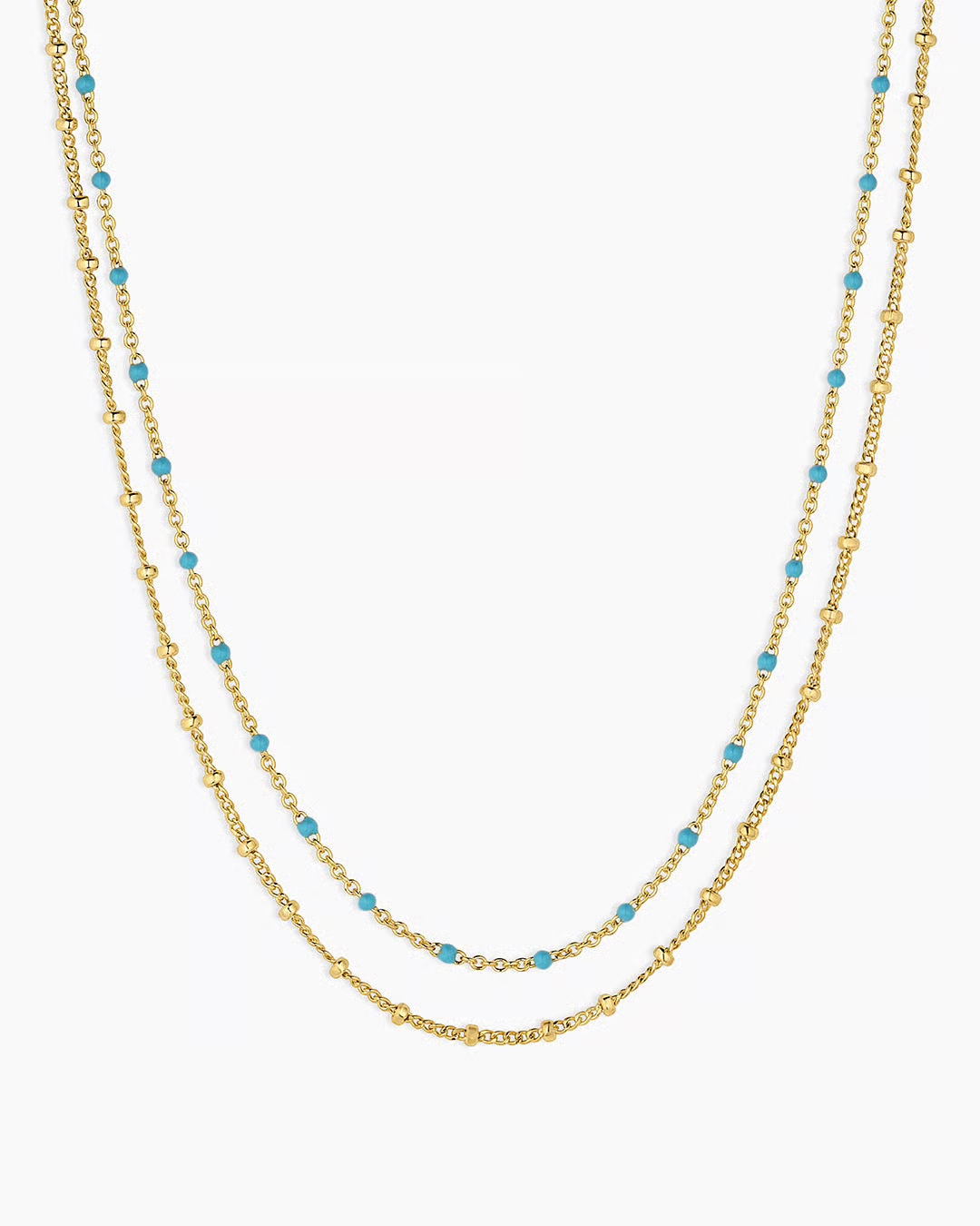 Capri Layer Necklace (green turquoise enamel) (gold)