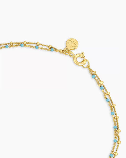Capri Layer Necklace (green turquoise enamel) (gold)
